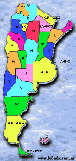 Mapa de las Divisiones Argentinas
